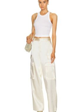 FRAME Relaxed Straight Cargo Pants in Bone